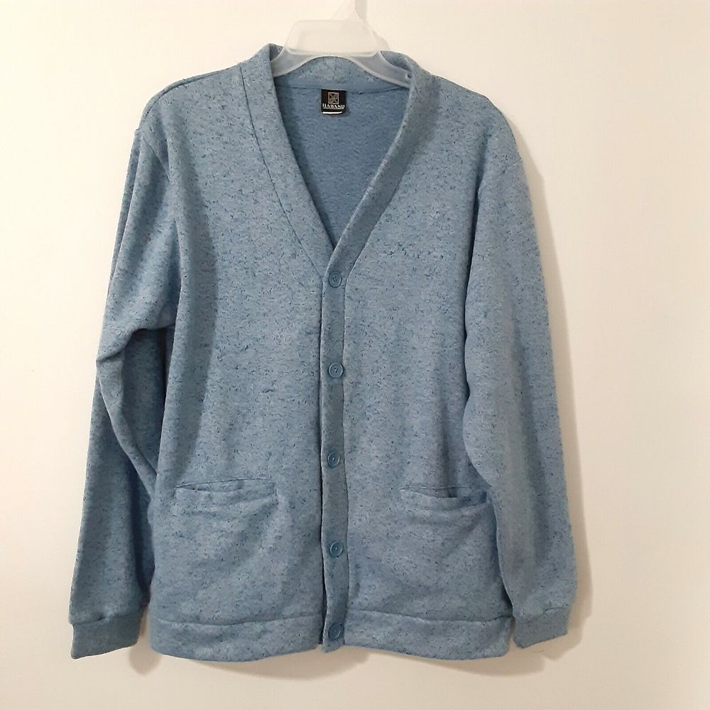 Haband Light Blue Men's Cardigan Sweater
